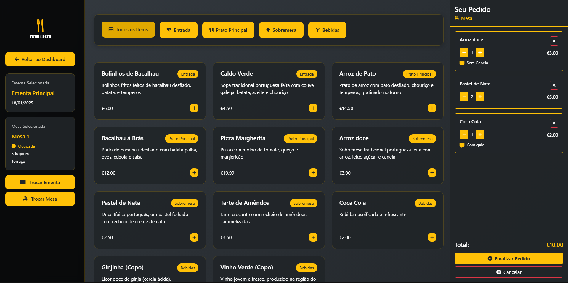 Interface de Pedidos