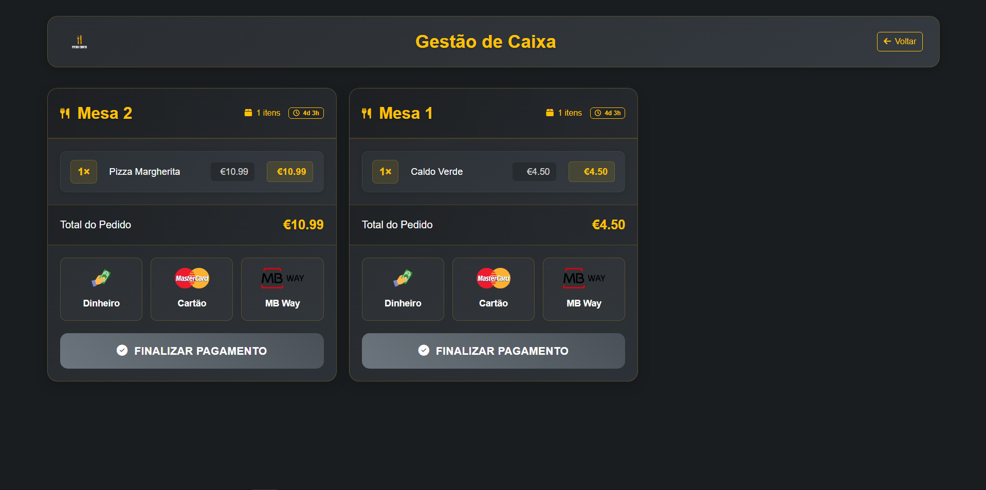 Interface da Caixa